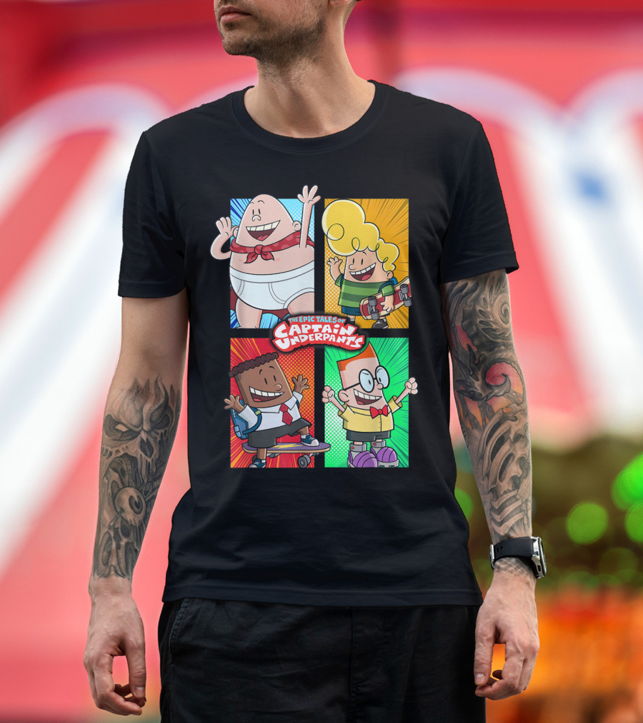 The Epic Tales of Captain Underpants Cartoon Characters Quartet T-Shirt