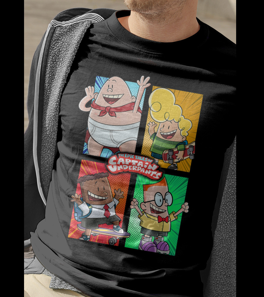 The Epic Tales Of Captain Underpants Cartoon Characters Quartet T-Shirt