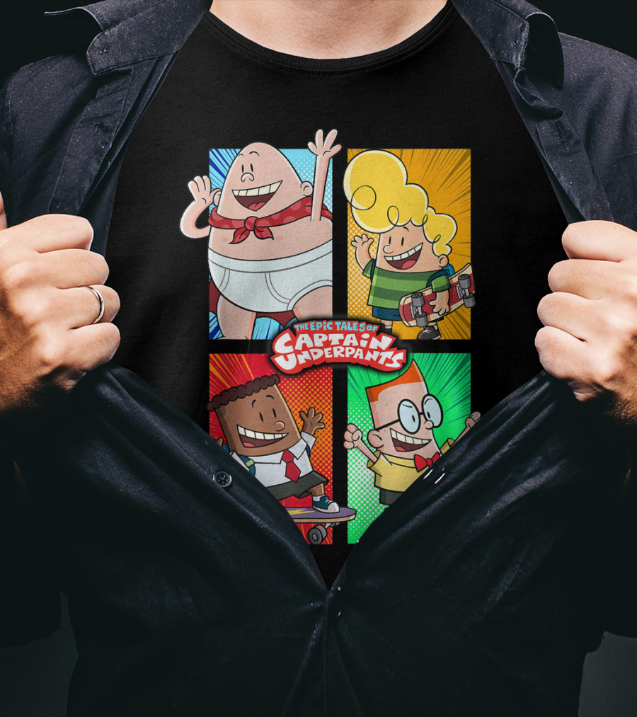 The Epic Tales Of Captain Underpants Cartoon Characters Quartet T-Shirt
