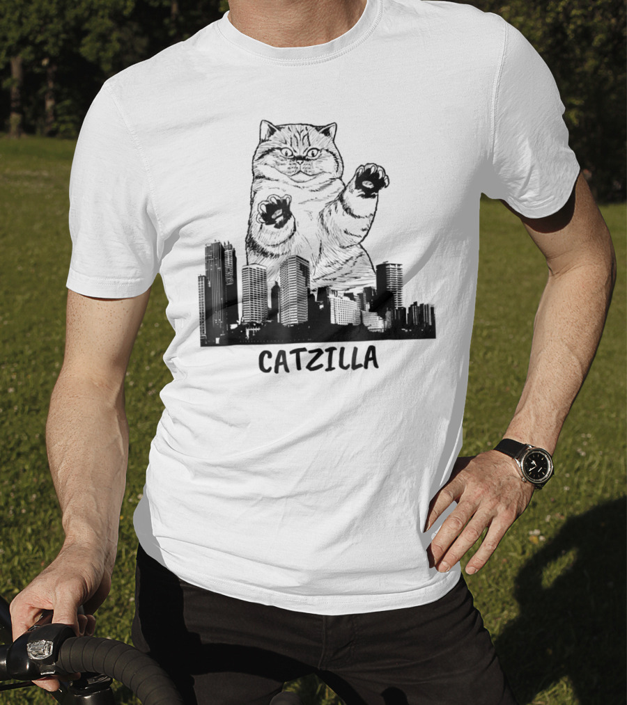 Catzilla Kitty Cat Pop Culture Cityscape Monster Kitty T-Shirt