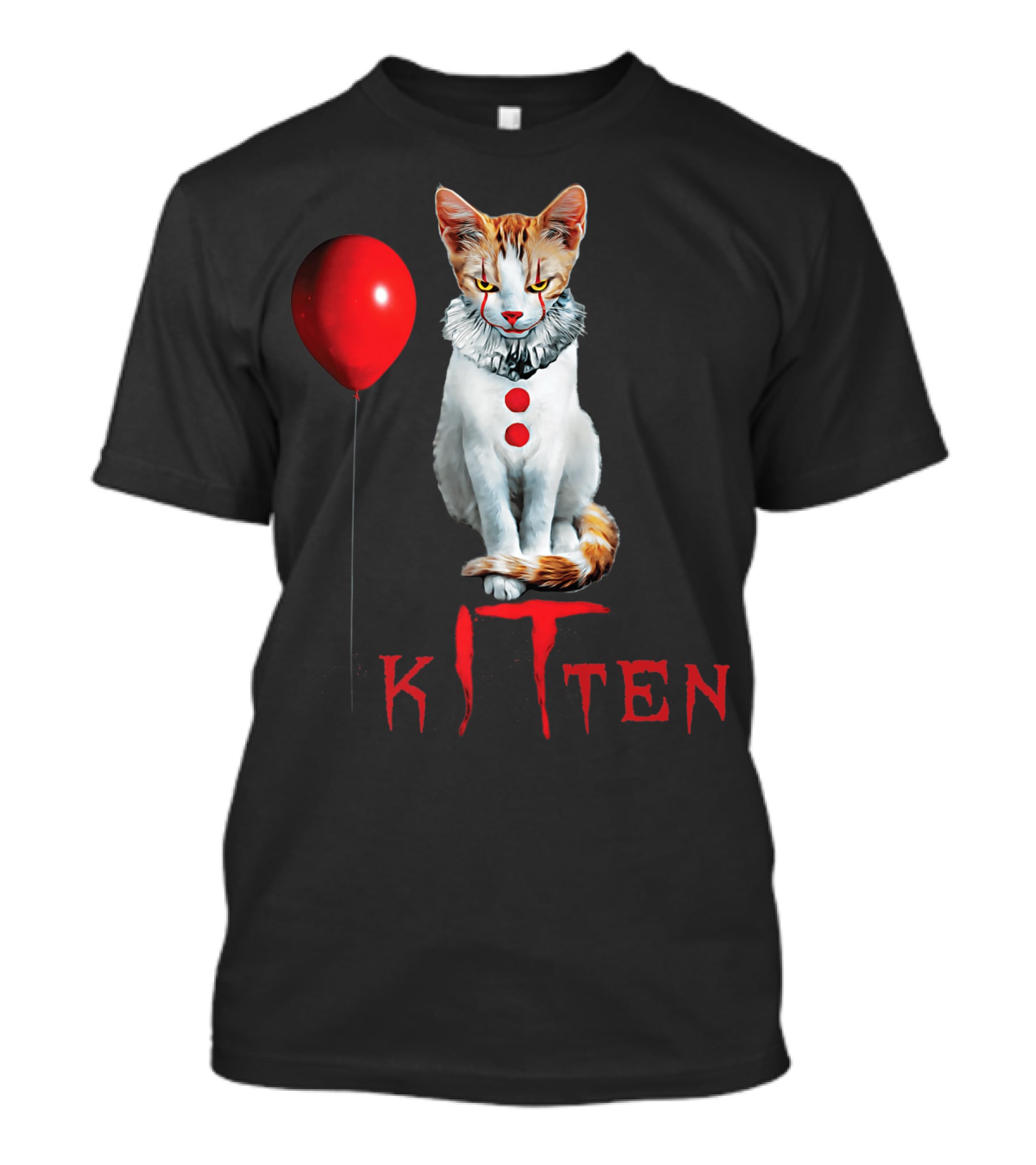 Pennywise Clown Cat Kitten With Red Balloon T-Shirt