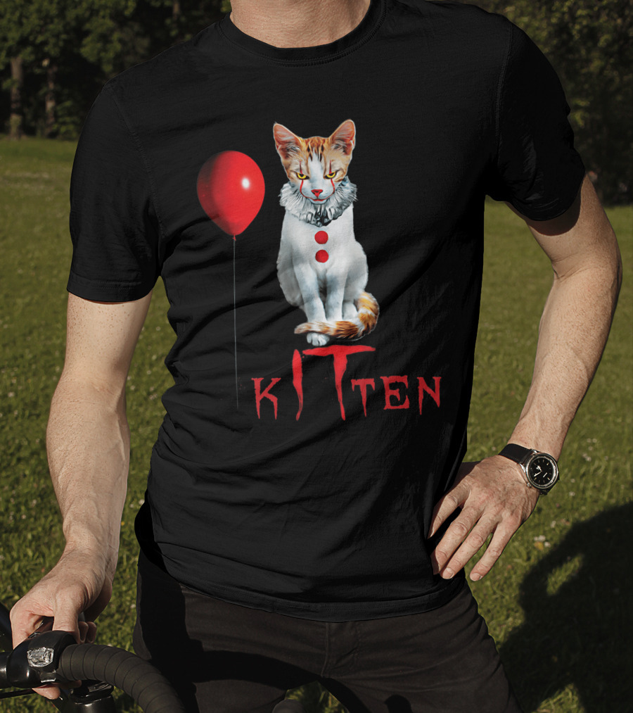 Pennywise Clown Cat Kitten With Red Balloon T-Shirt
