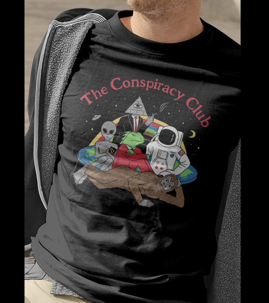 The Conspiracy Club Alien Astronaut Pyramid Bigfoot Lizard Man T-Shirt