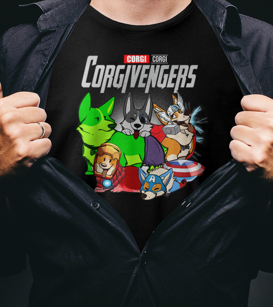 Corgivengers Corgi Avengers Funny Dog Parody Hero Team T-Shirt
