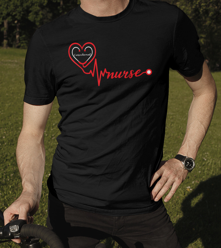 Correctional Nurse Heartbeat Valentine T-Shirt