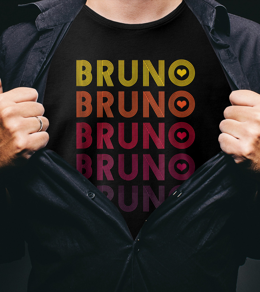 Bruno Lover Heart Gradient Retro T-Shirt
