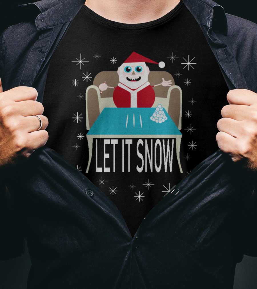 Santa With Snowballs Let It Snow Party Cute Funny T-Shirt