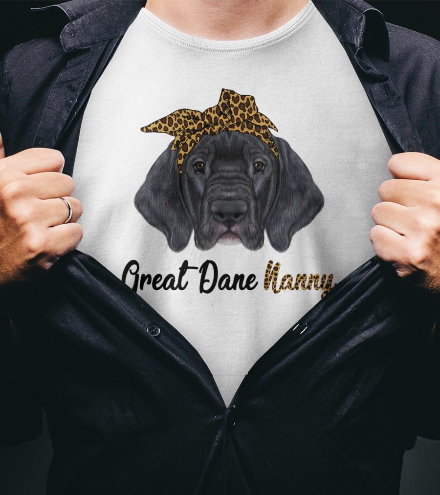 Great Dane Nanny Leopard Headband T-Shirt
