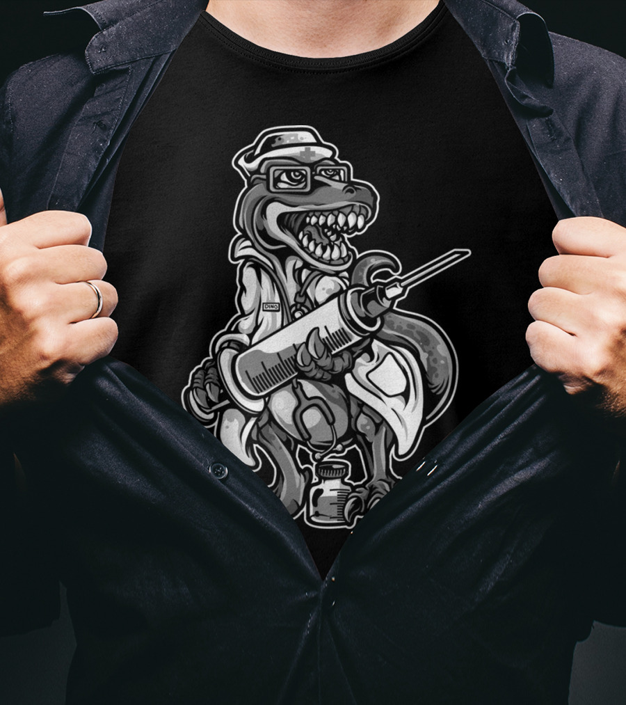 Funny Cute Nurse Dinosaur Love Registered T-Shirt