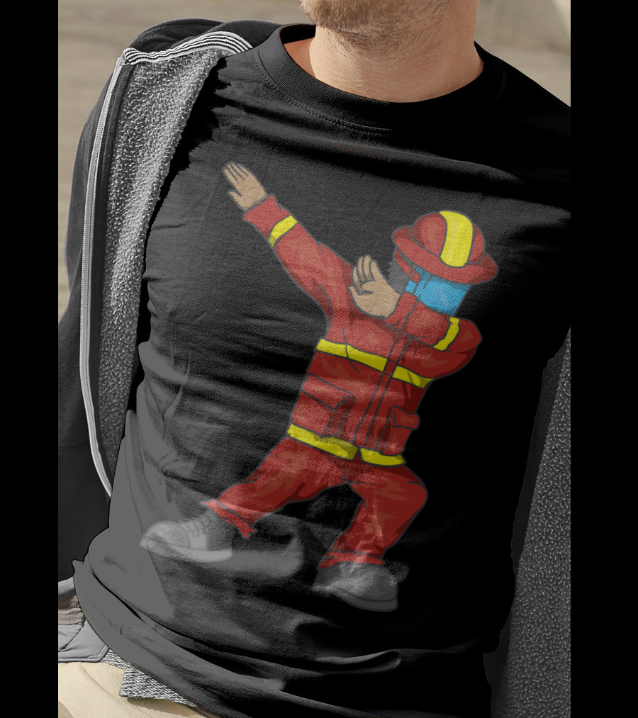 Dabbing Firefighter Cute Dancing Firefighter Red T-Shirt