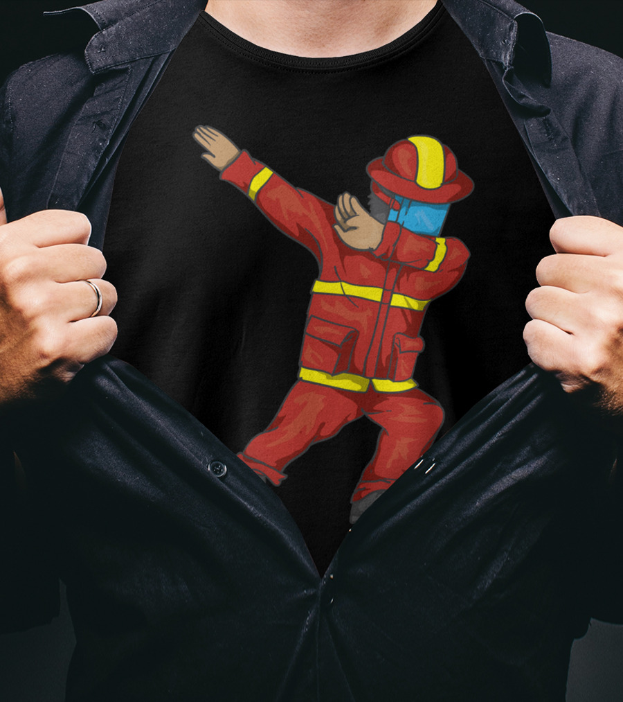 Dabbing Firefighter Cute Dancing Firefighter Red T-Shirt