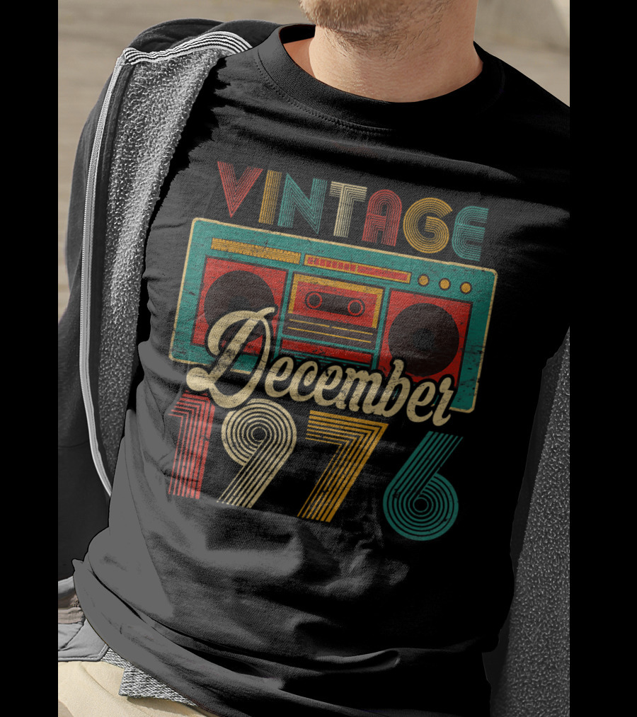 Vintage December 1976 Retro Boombox T-Shirt