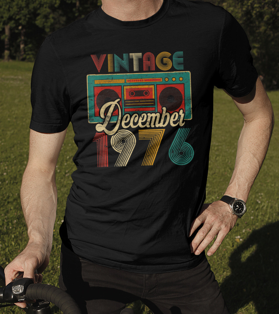 Vintage December 1976 Retro Boombox T-Shirt