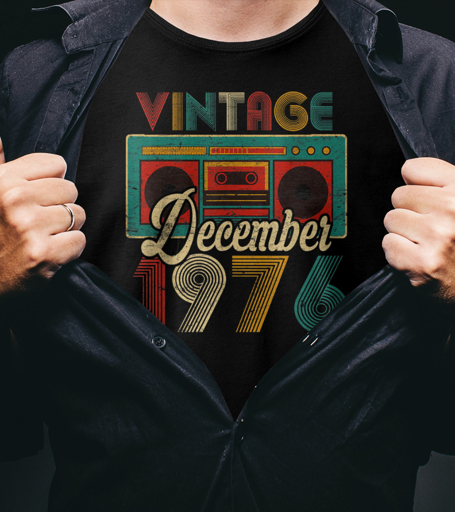 Vintage December 1976 Retro Boombox T-Shirt