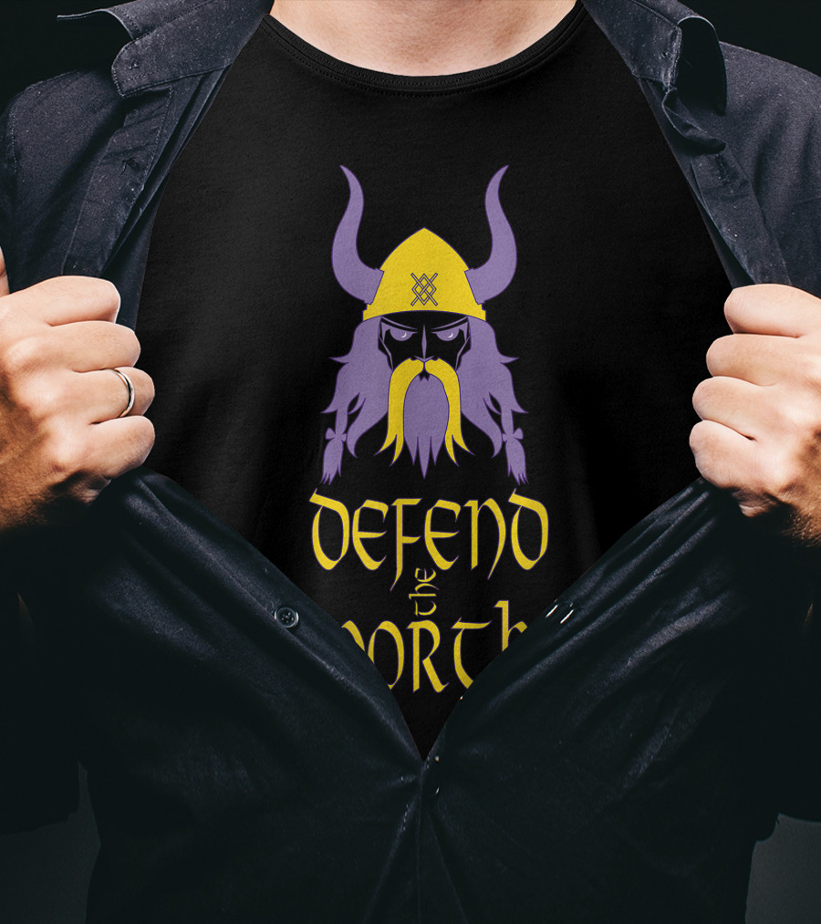 Defend The North Viking Helmet Warrior Nordic T-Shirt