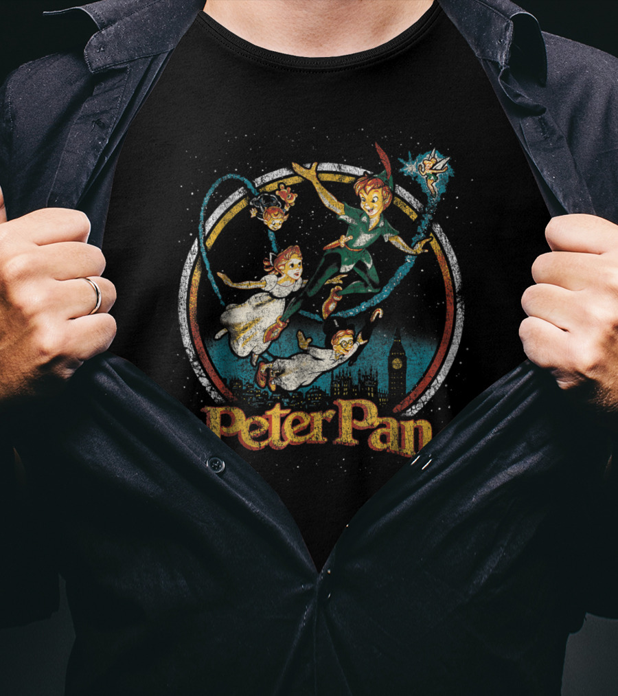 Peter Pan Flying Over London With Tinkerbell And Friends Disney T-Shirt