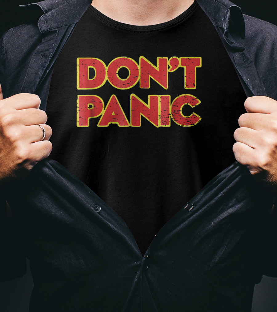 Don't Panic Solid Press Hitchhiker's Guide Inspired T-Shirt