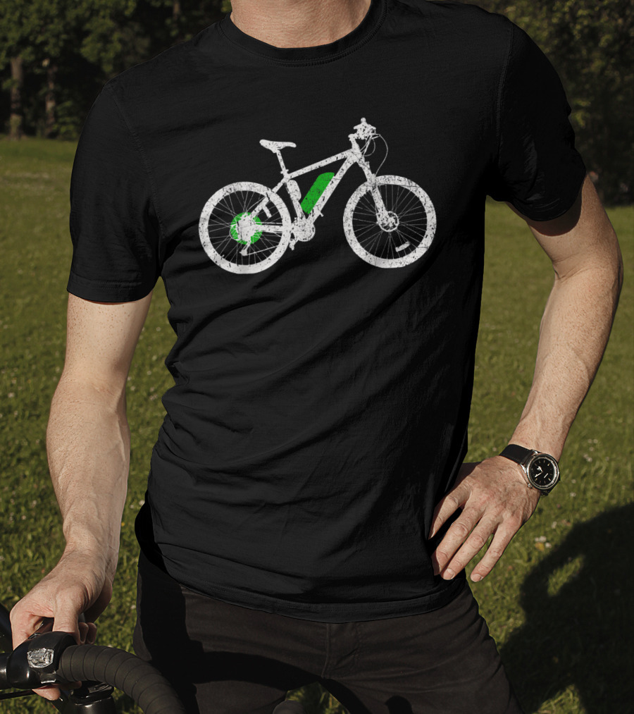 Ebike Electric Bicycle And Pedelec Cycle Green Accents T-Shirt