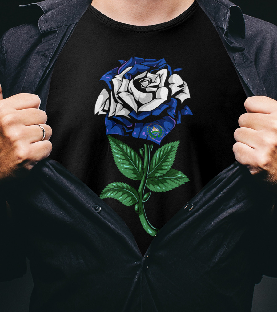 El Salvador Flag Rose Salvadoran T-Shirt