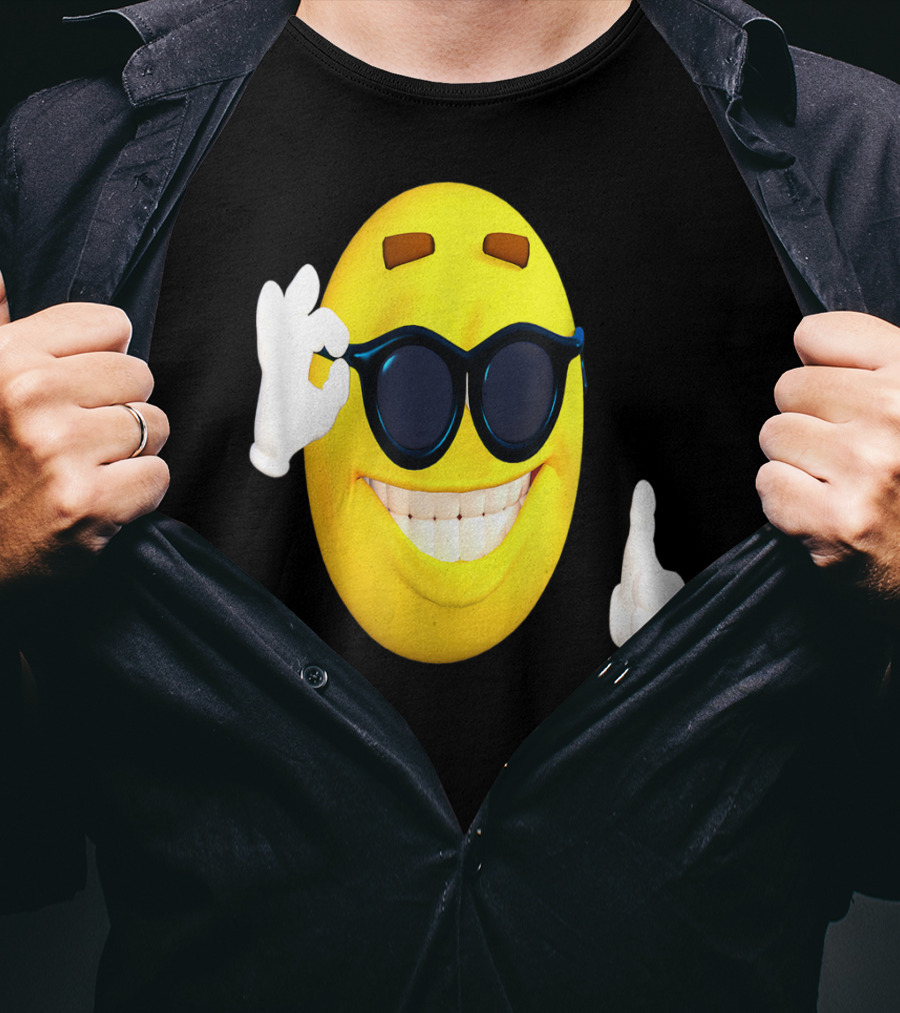 Emoji Thumbs Up Shades Happy Face Yellow Okay Sign T-Shirt