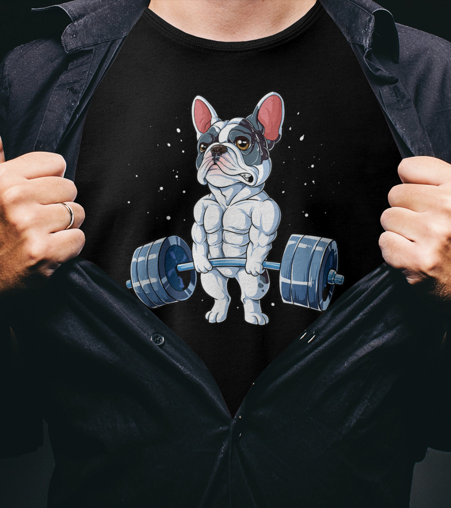 Funny French Bulldog Weightlifting Deadlift Powerlifting T-Shirt