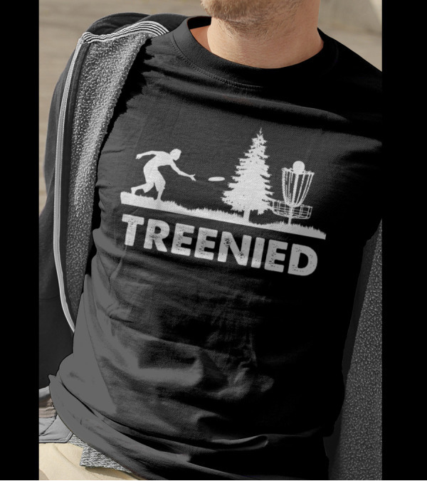 Treenied Frisbee Denied By Tree Disc Golf Scene T-Shirt