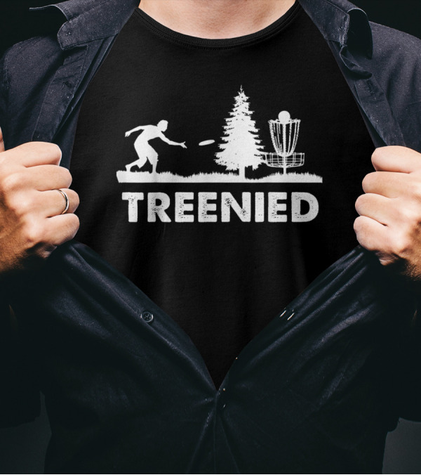 Treenied Frisbee Denied By Tree Disc Golf Scene T-Shirt