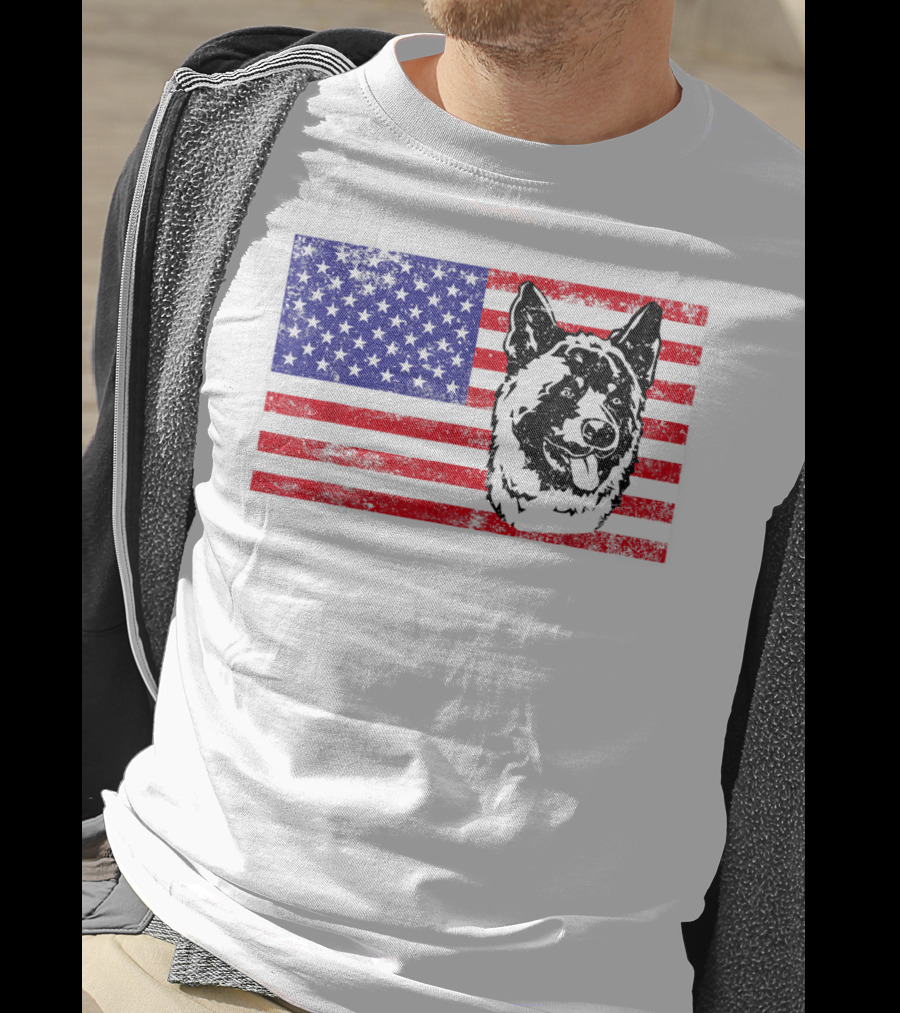Funny Akita Dog Lover Owner American Flag Dog Head T-Shirt
