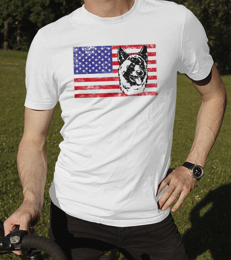 Funny Akita Dog Lover Owner American Flag Dog Head T-Shirt
