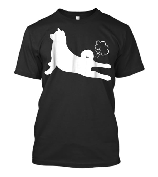 Funny Akita Farting Fart Dog Silhouette With Farts T-Shirt