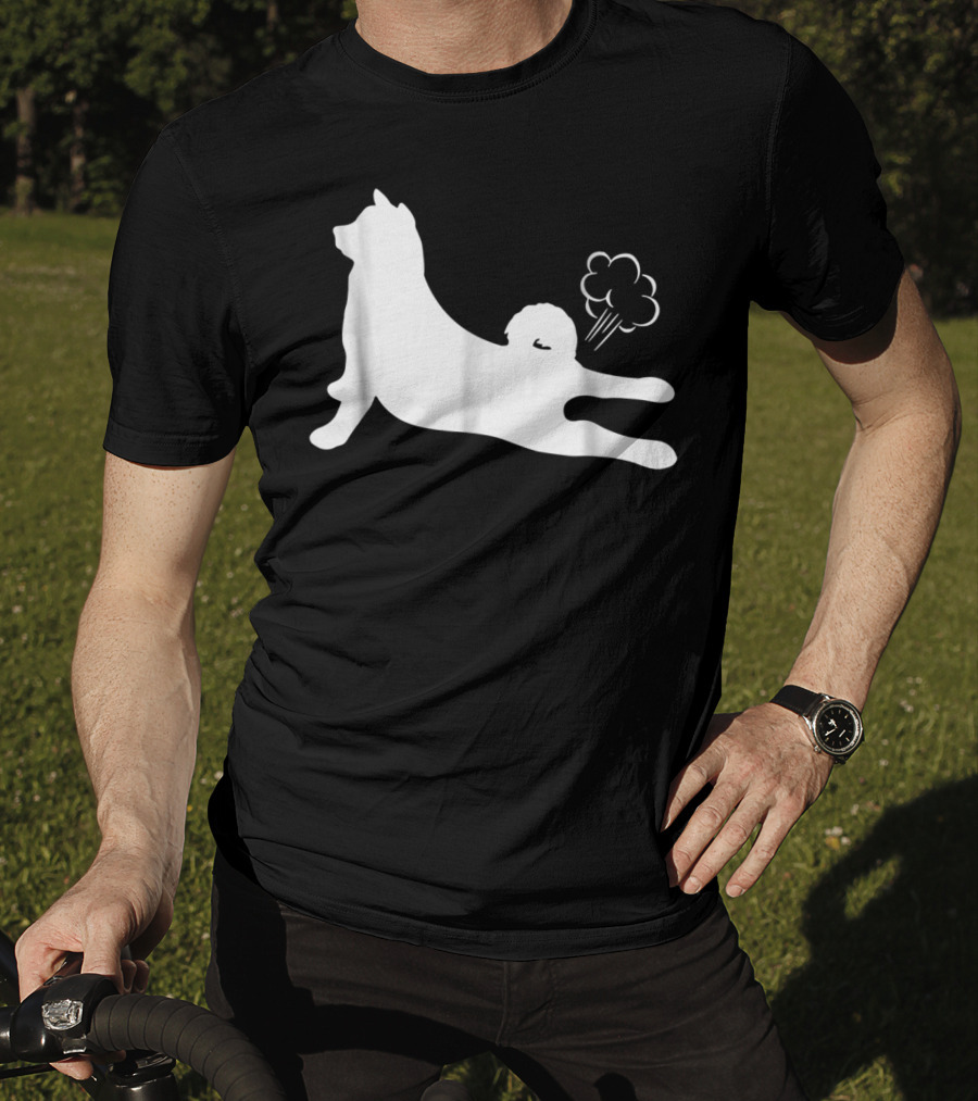 Funny Akita Farting Fart Dog Silhouette With Farts T-Shirt
