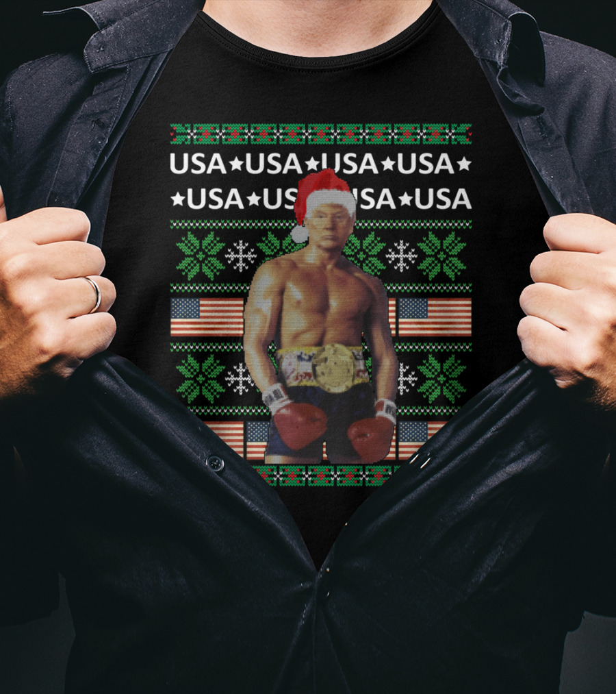 USA Boxing Champion Christmas Santa T-Shirt