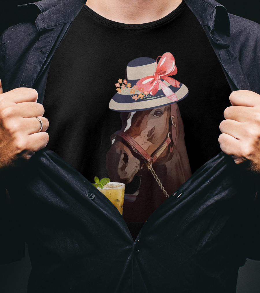Dapper Horse With Hat And Mint Julep At Funny Derby Party T-Shirt