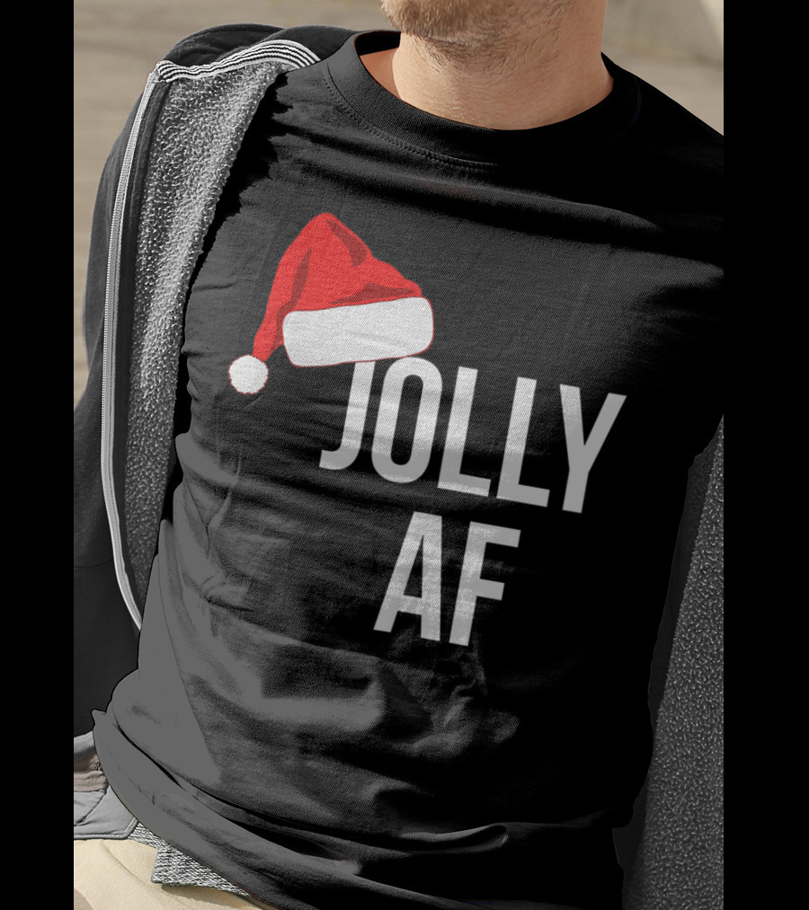 Jolly AF Funny Christmas Holiday Santa Hat T-Shirt