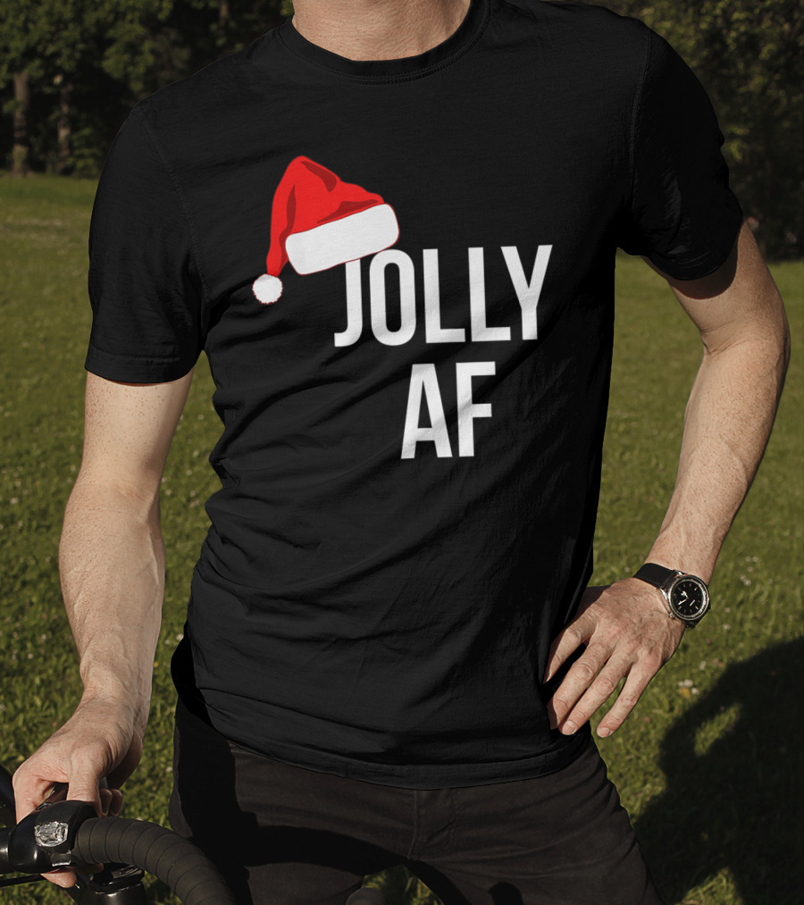Jolly AF Funny Christmas Holiday Santa Hat T-Shirt
