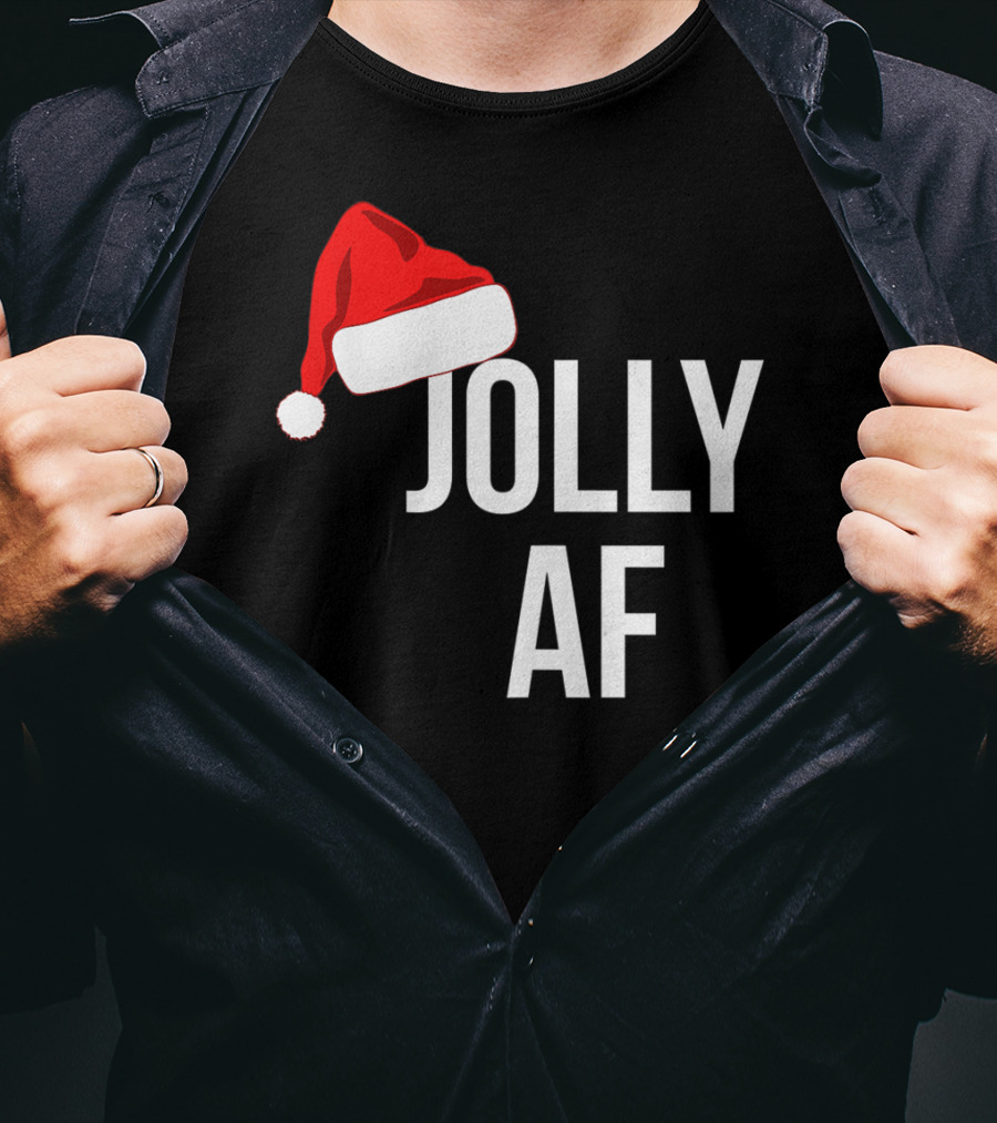 Jolly AF Funny Christmas Holiday Santa Hat T-Shirt