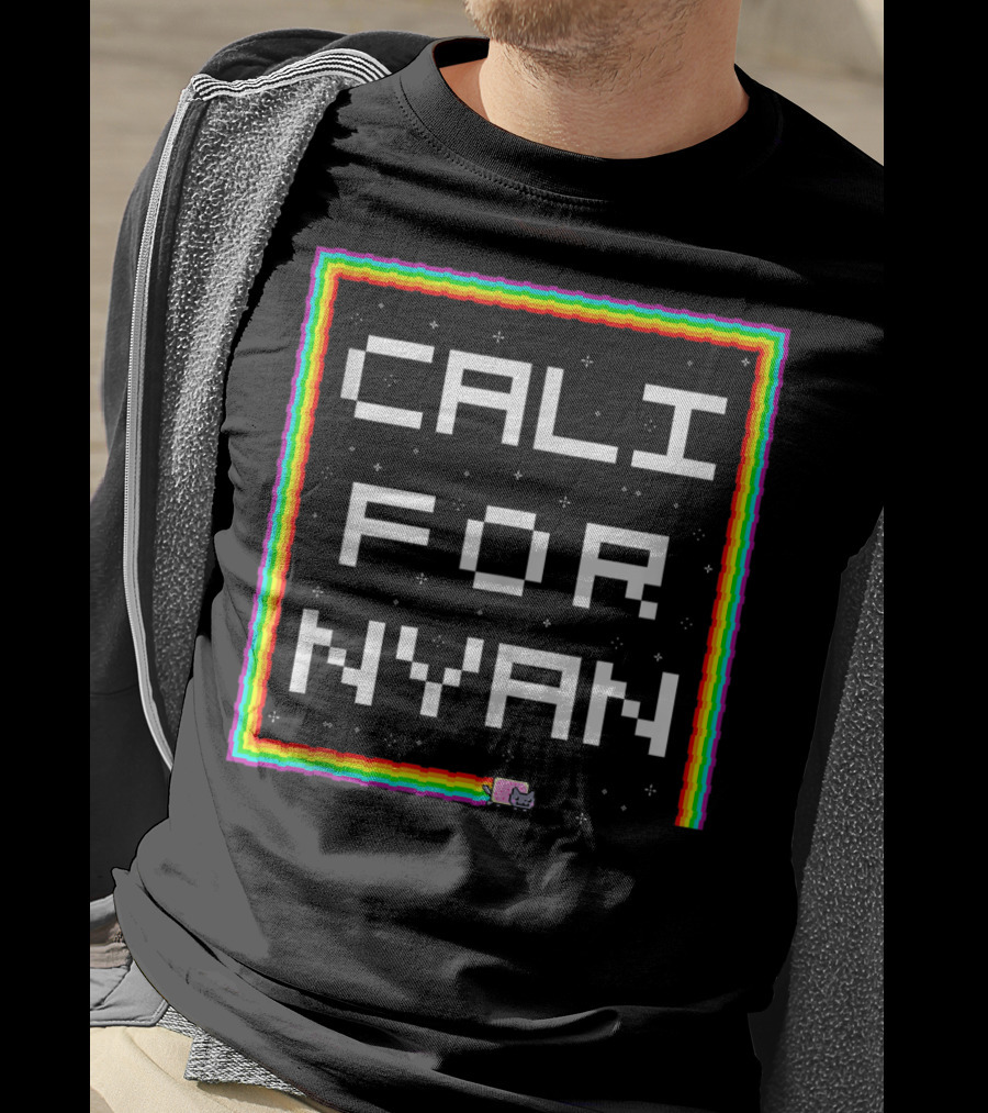 Cali For Nyan Cat Funny Californyan Rainbow Pixel Art By Ohmgd T-Shirt