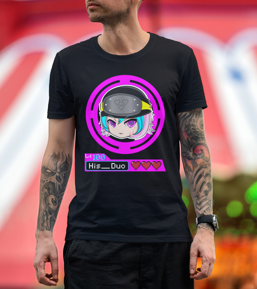 Lvl 100 His Duo Gamer Couples Hearts T-Shirt