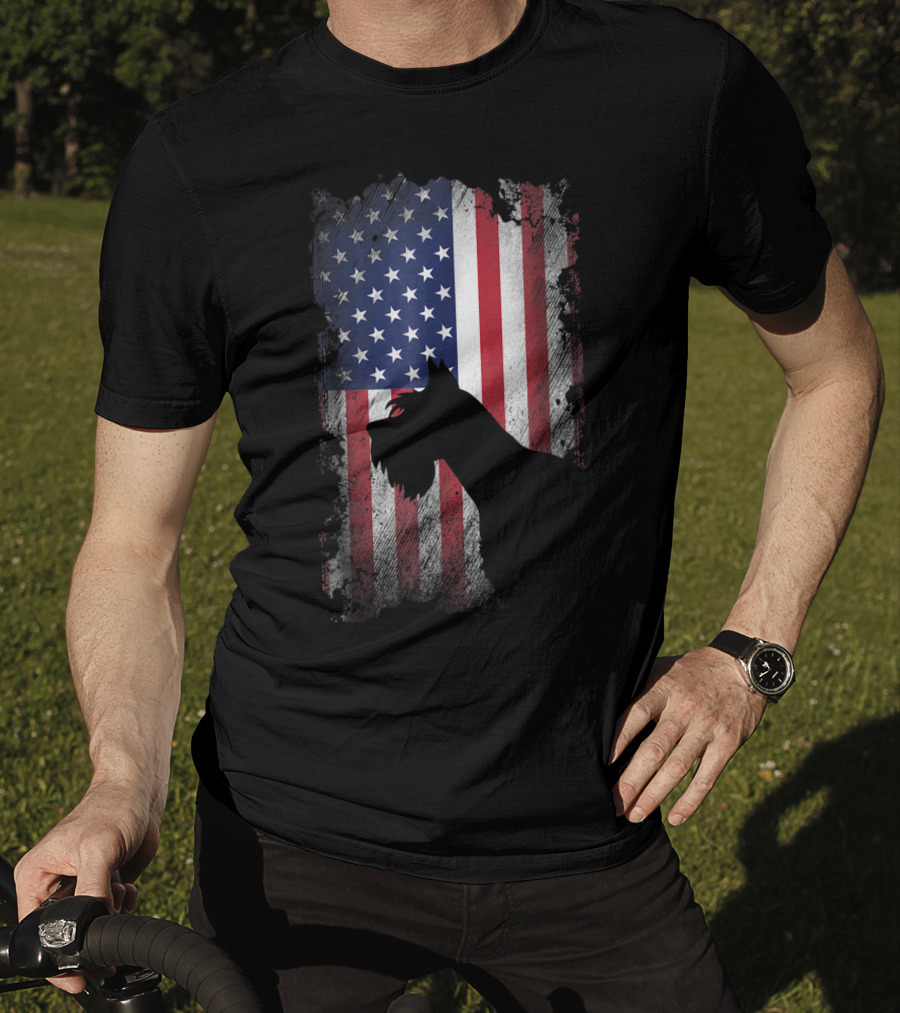 Giant Schnauzer Silhouette With American Flag USA Patriotic T-Shirt