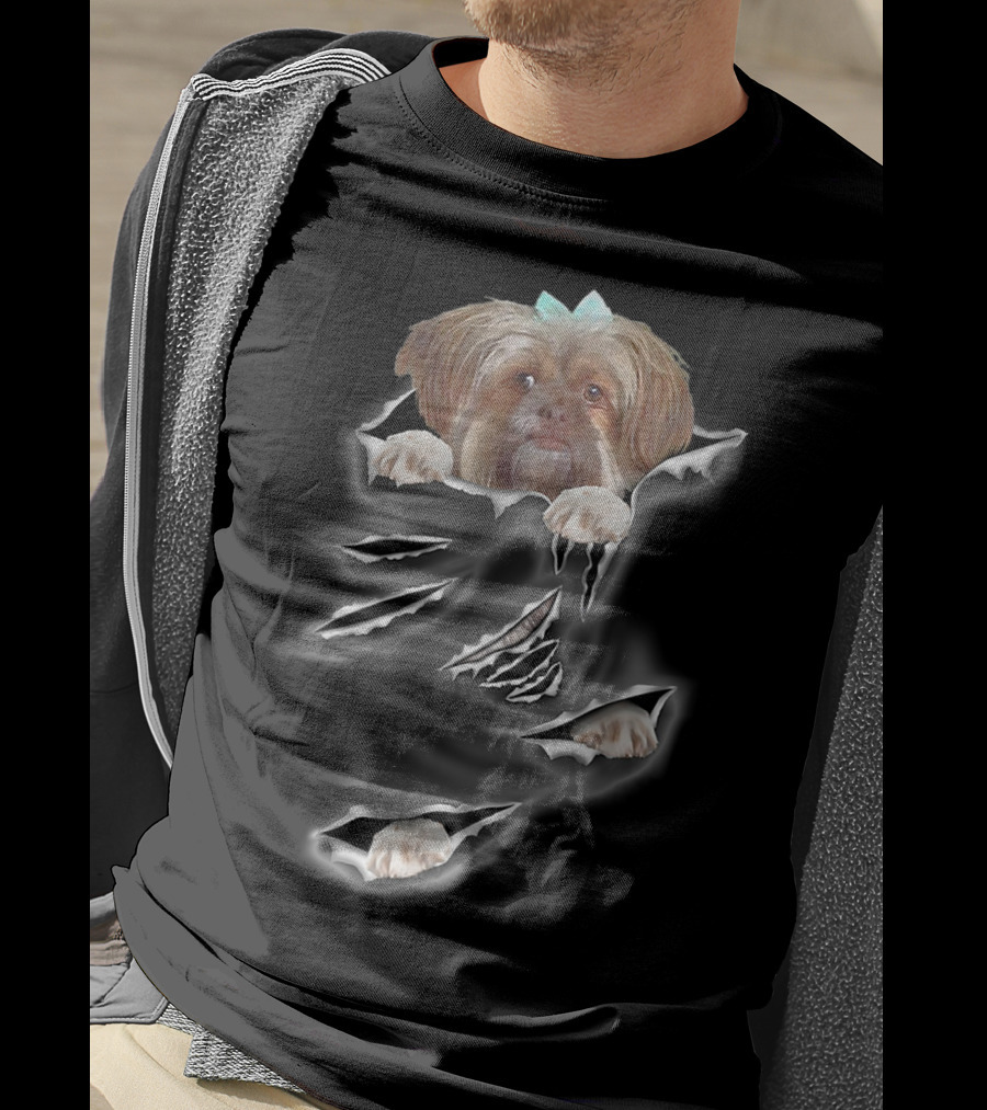 Glen Mcdaniel Torn Pocket Dog Scratch Peeking Pup T-Shirt