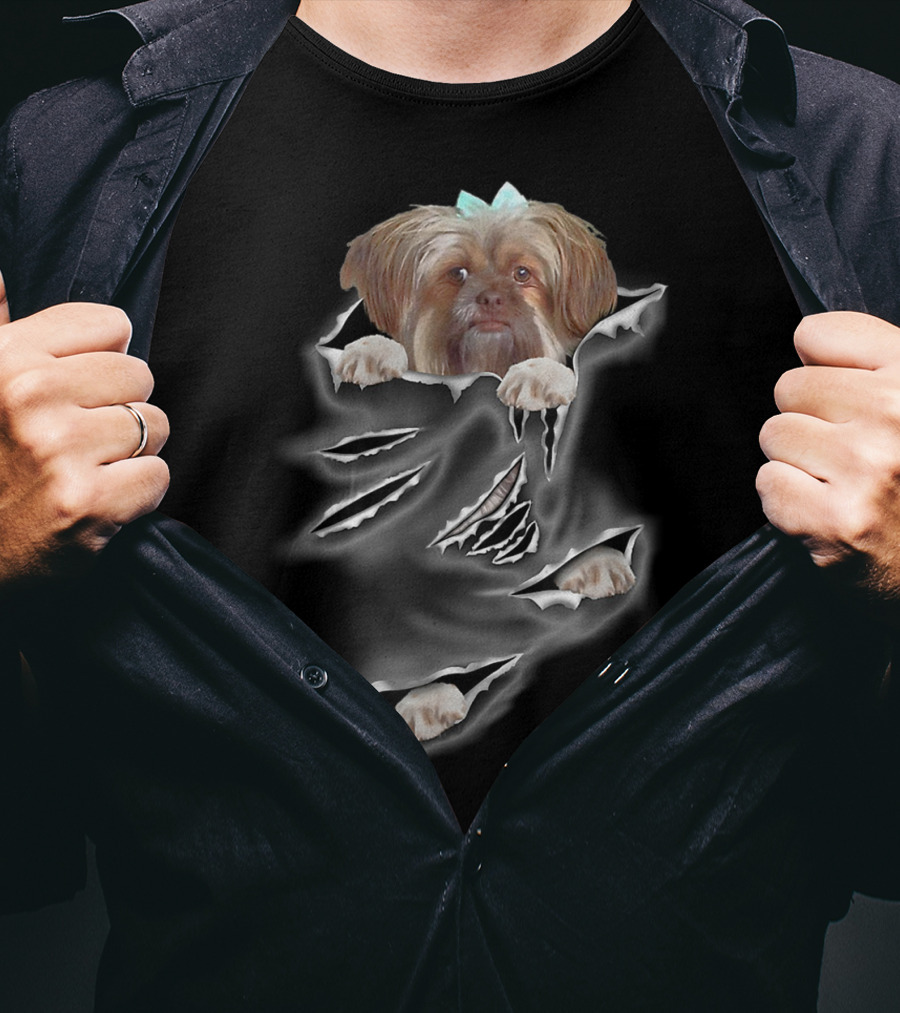Glen Mcdaniel Torn Pocket Dog Scratch Peeking Pup T-Shirt