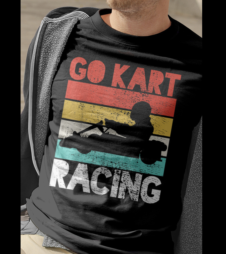 GO KART RACING Retro Stripes T-Shirt