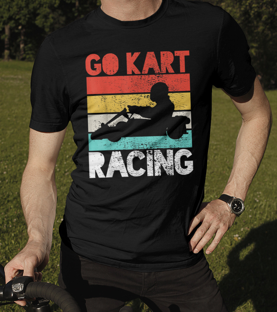 GO KART RACING Retro Stripes T-Shirt