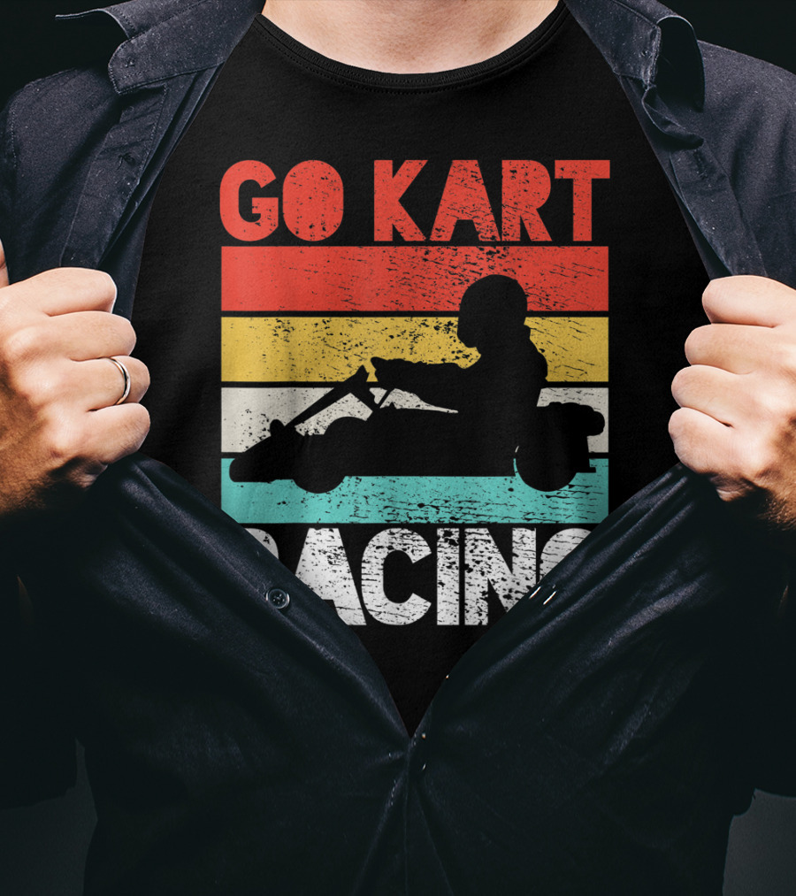 GO KART RACING Retro Stripes T-Shirt