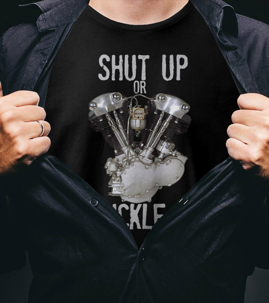 Shut Up Or Knuckle Up V-Twin Knucklehead Engine T-Shirt