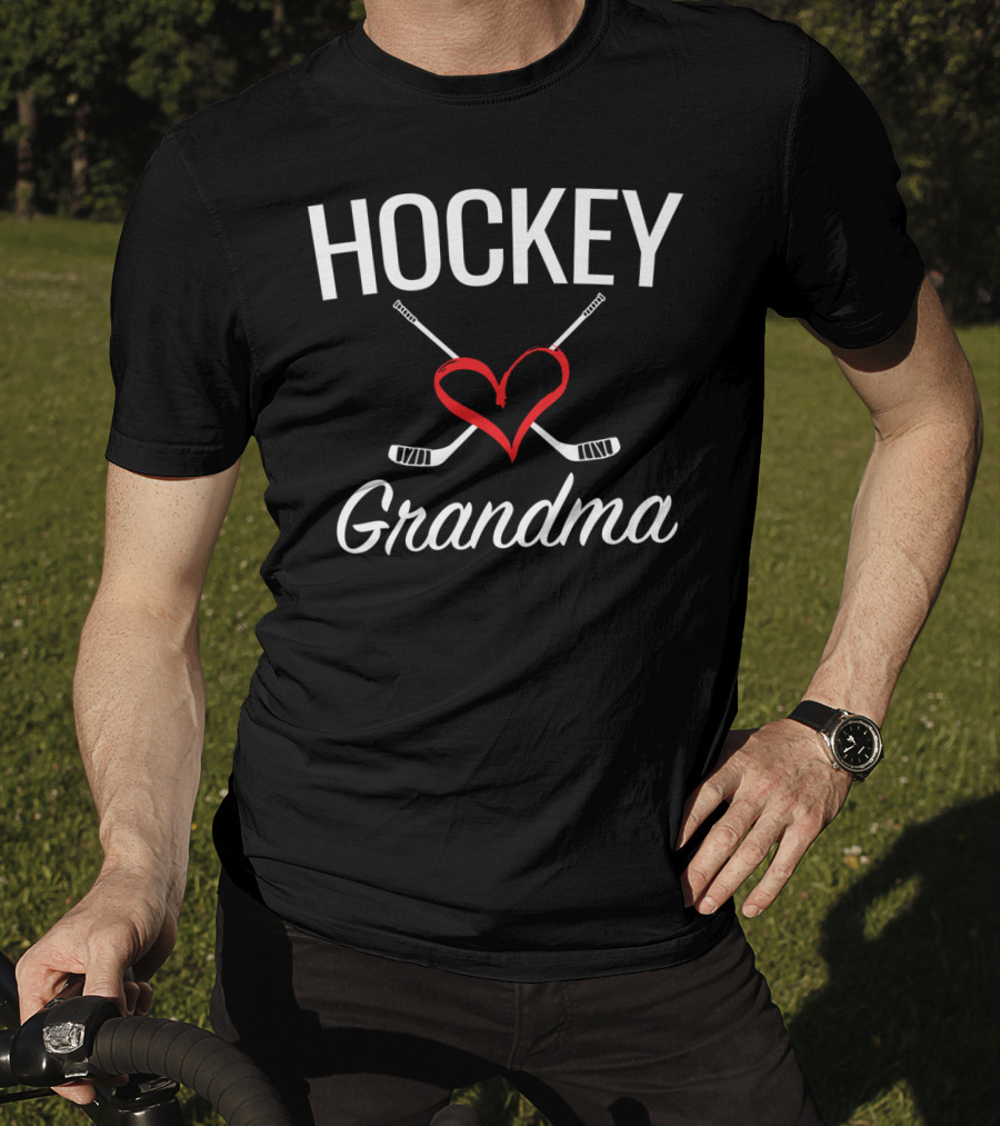 Hockey Grandma Heart And Hockey Sticks T-Shirt