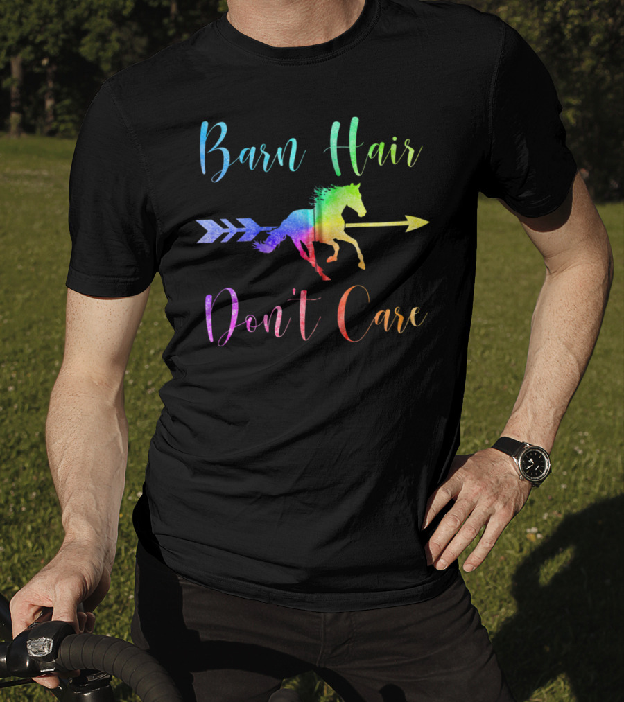 Barn Hair Don't Care Rainbow Horse Arrow T-Shirt