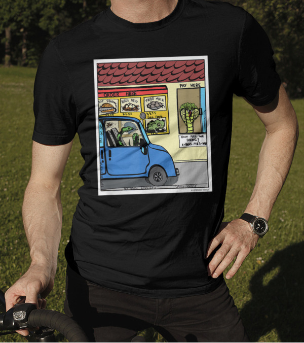 Hungry Snake Drives Through Reptile Lover Comic With Rat Sandwich And Frogs Legs T-Shirt