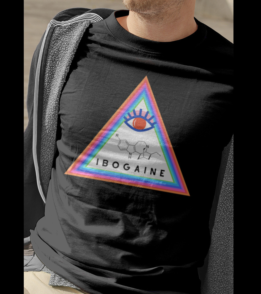 Ibogaine Molecular Structure Rainbow Triangle With Eye T-Shirt