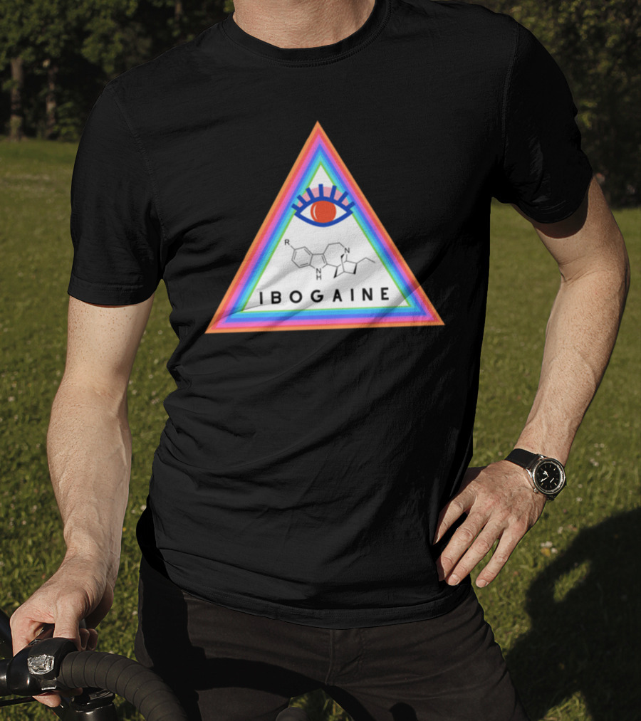 Ibogaine Molecular Structure Rainbow Triangle With Eye T-Shirt